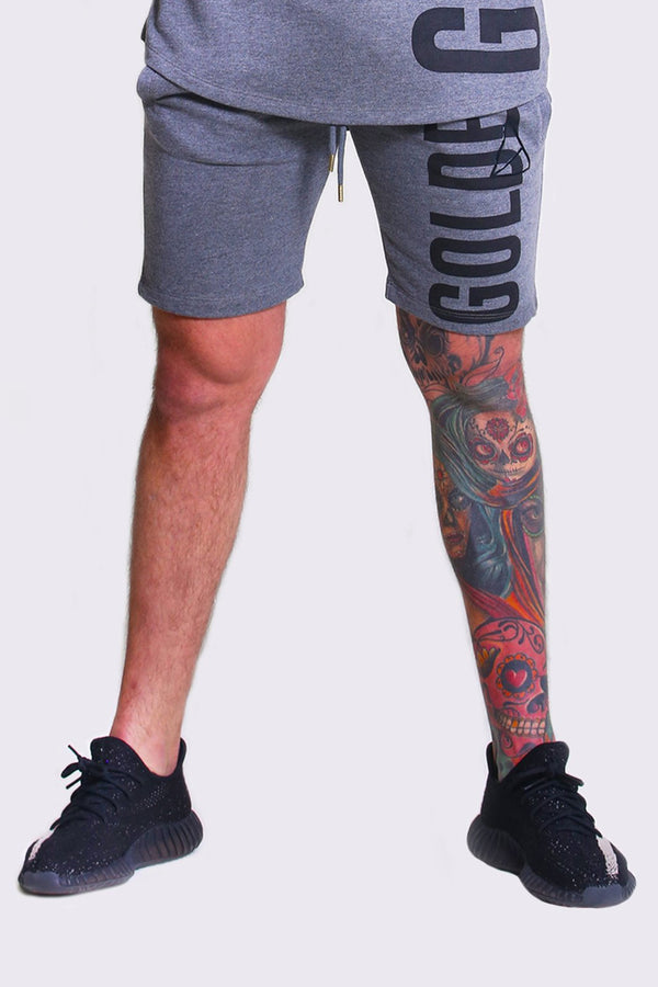 Adra Printed Men's Gym Shorts - Charcoal from Golden Equation