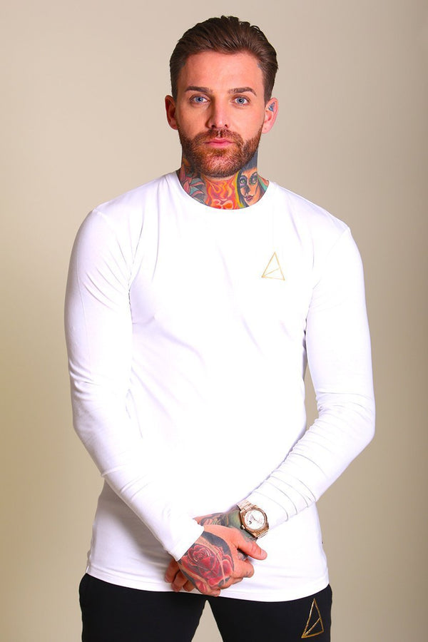 Daimus Long Sleeve Muscle Fit Men's T-Shirt - White from Golden Equation