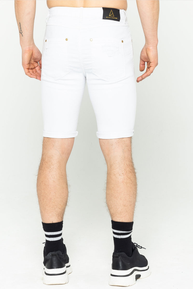 Duke Spray On Men's Denim Shorts - White from Golden Equation