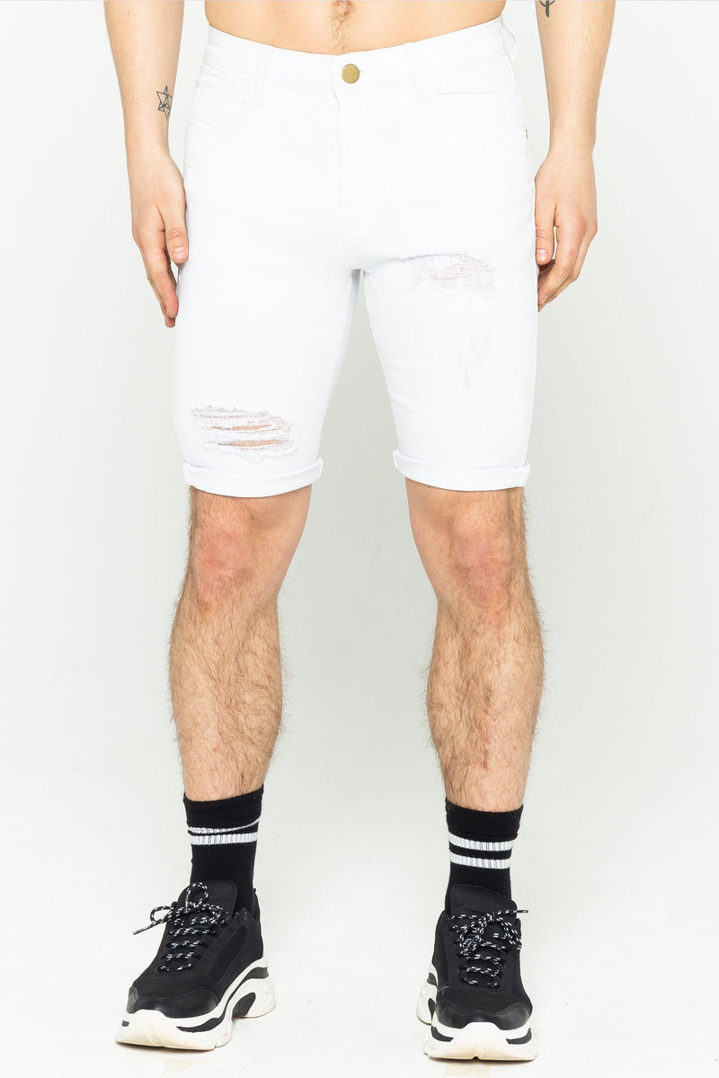Duke Spray On Men's Denim Shorts - White from Golden Equation